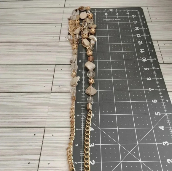 Mother of Pearl and Gold Tone Beads Multi Strand Adjustable Necklace - Picture 13 of 13